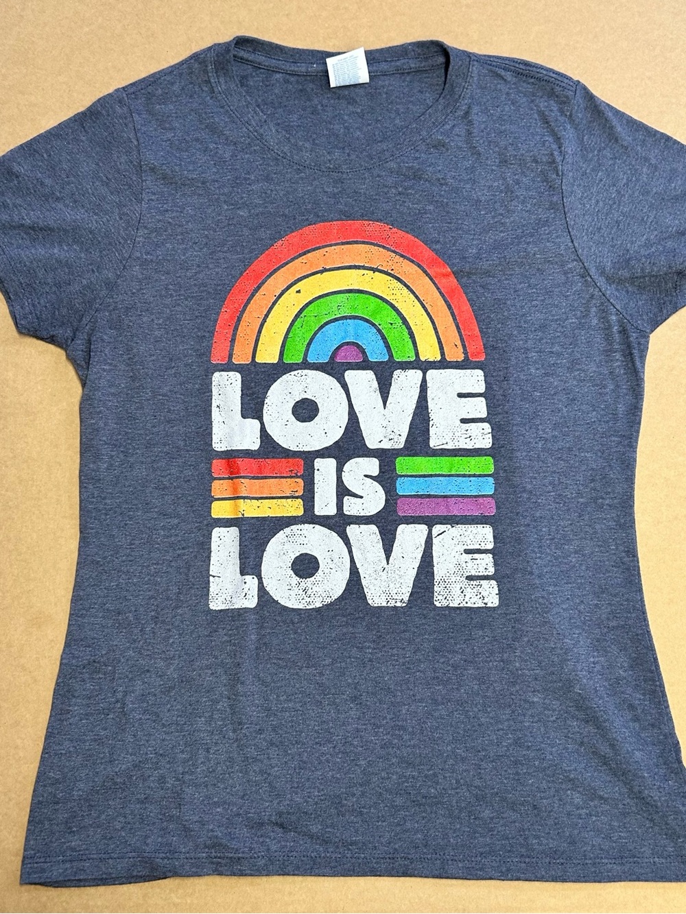 Port and Company Blue 'Heathered Love Is Love' Rainbow Graphic Tee